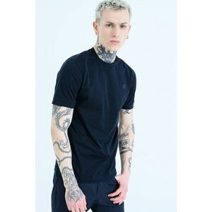 Tricou regular fit cu decolteu la baza gatului - Bleumarin imagine