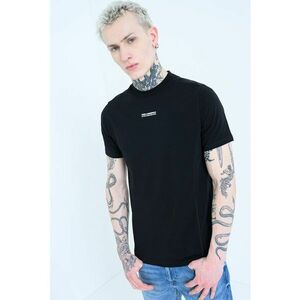 Tricou regular fit cu imprimeu logo discret - Negru imagine