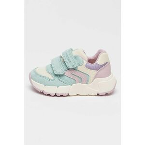 Pantofi sport Flexyper cu velcro si insertii de piele intoarsa - Turcoaz/Lila/Alb murdar imagine