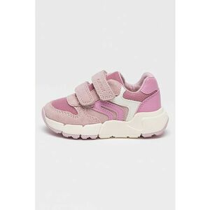 Pantofi sport Flexyper cu velcro si insertii de piele intoarsa - Alb murdar/Roz prafuit imagine