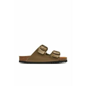 Slapi model Josephine - culoare khaki - piele naturala imagine