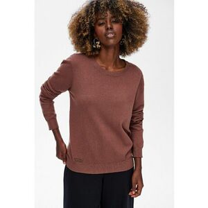 Pulover din tricot fin - cu decolteu rotund - Maro imagine