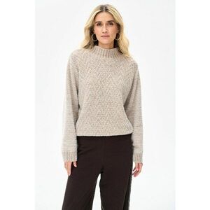 Pulover cu detalii open-work Maxim - Bej imagine