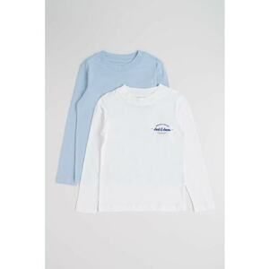 Set de bluze din bumbac - 2 piese - Alb/Albastru lavanda imagine