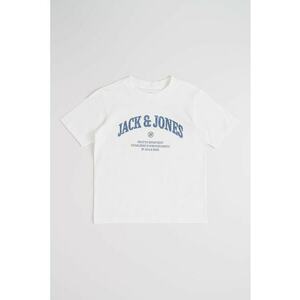 Tricou din bumbac organic cu imprimeu logo - Alb/Albastru ultramarin imagine