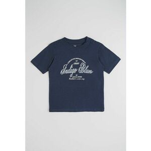 Tricou din bumbac organic cu imprimeu logo - Alb/Bleumarin imagine