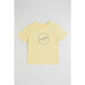 Tricou din bumbac cu imprimeu logo - Albastru inchis/Galben pal imagine