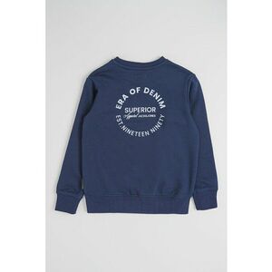 Bluza de trening din amestec de bumbac cu imprimeu text - Alb murdar/Bleumarin imagine
