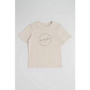 Tricou din bumbac cu imprimeu logo - Crem imagine