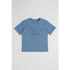 Tricou din bumbac organic cu imprimeu logo - Albastru prafuit imagine
