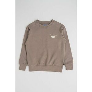 Bluza de trening din amestec de bumbac cu imprimeu text - Maro taupe imagine