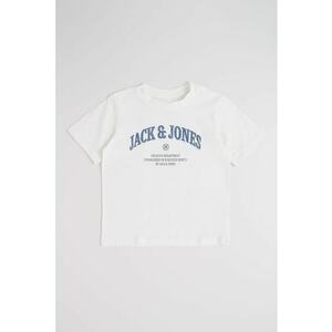 Tricou din bumbac organic cu imprimeu logo - Alb/Albastru ultramarin imagine