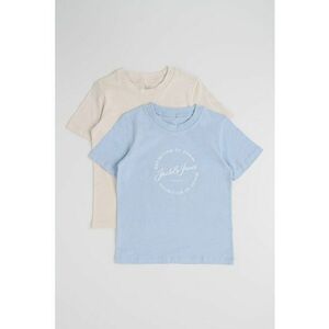 Set de tricouri cu imprimeu logo - 2 piese - Albastru lavanda/Bej deschis imagine
