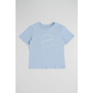 Tricou din bumbac cu imprimeu logo - Alb/Albastru lavanda imagine