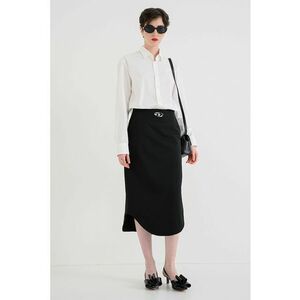 Fusta midi din amestec de lana cu buzunare laterale O-Tavia - Negru imagine