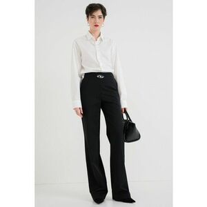 Pantaloni evazati cu talie inalta P-Relais - Negru imagine