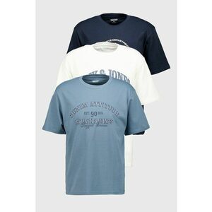 Set de tricouri din bumbac organic Denver - 3 piese - Alb/Albastru inchis/Negru stins imagine