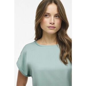 Tricou uni cu aspect satinat - Verde pal imagine