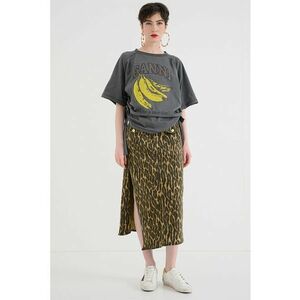 Tricou supradimensionat cu imprimeu logo - Galben/Gri inchis imagine