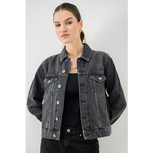 Jacheta de denim cu nasturi metalici - Gri inchis imagine
