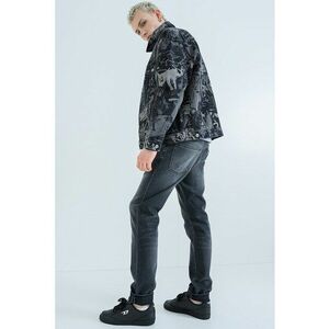 Jacheta de denim cu buzunare pe piept - Negru/Gri inchis imagine