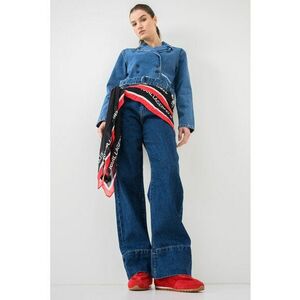 Trenci crop de denim cu o curea - Albastru prafuit imagine