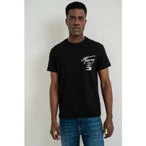 Tricou de bumbac cu decolteu la baza gatului - Negru/Albastru deschis imagine