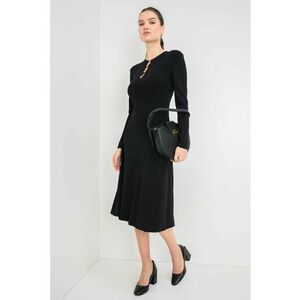 Rochie midi evazata - Negru imagine
