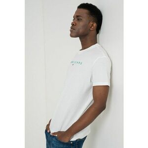 Tricou din bumbac cu logo brodat - Verde/Alb optic imagine