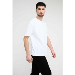 Tricou din bumbac cu aplicatie brodata - Alb imagine