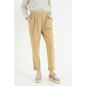 Pantaloni conici cu talie elastica - Bej inchis imagine