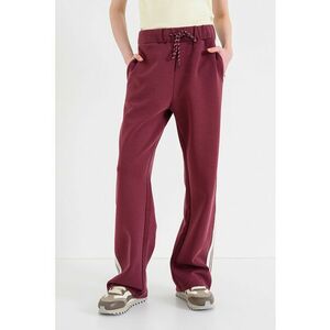 Pantaloni de trening din amestec de modal cu croiala relaxed-fit si talie medie - Visiniu/Alb murdar imagine