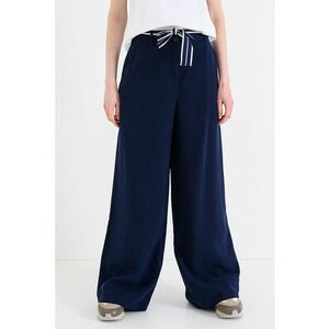 Pantaloni cu croiala ampla si cordon - Alb murdar/Bleumarin imagine