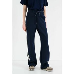 Pantaloni de trening din amestec de modal cu croiala relaxed-fit si talie medie - Alb murdar/Bleumarin imagine