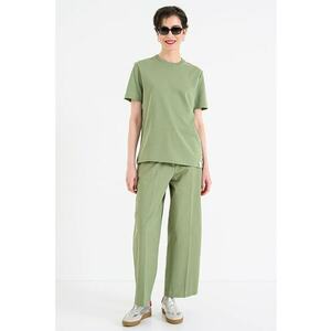 Tricou leger - de bumbac - cu decolteu la baza gatului - Verde pal imagine