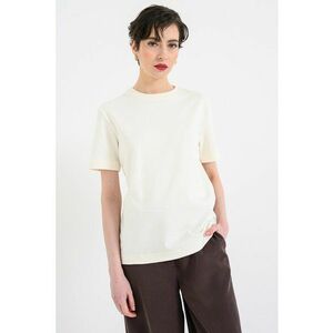 Tricou leger - de bumbac - cu decolteu la baza gatului - Alb murdar imagine