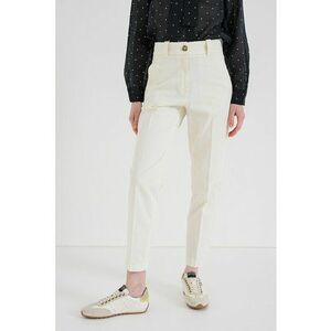Pantaloni crop cu croiala conica - Crem imagine