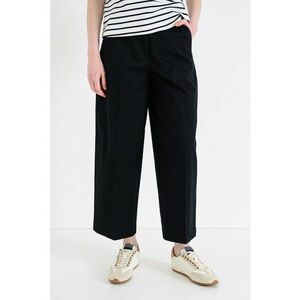 Pantaloni crop cu croiala ampla - Negru imagine