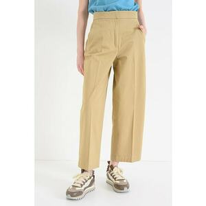 Pantaloni crop cu croiala ampla - Bej inchis imagine
