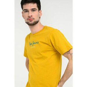 Tricou din bumbac cu imprimeu logo - Galben imagine