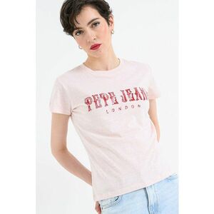 Tricou slim-fit cu imprimeu logo - Roz pastel imagine