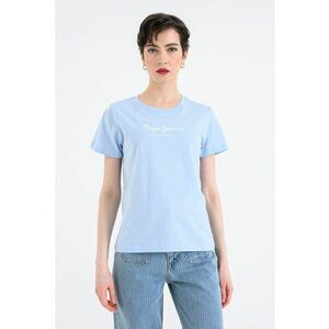 Tricou cu decolteu rotund si logo Mae - Albastru pastel imagine