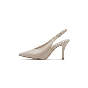 Pantofi slingback de piele ecologica lacuita cu toc inalt - Roz pal imagine