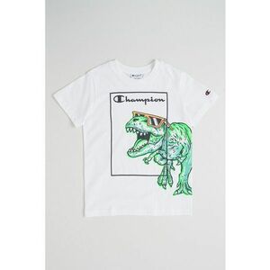 Tricou cu decolteu rotund Dinosaur - Alb/Verde neon imagine