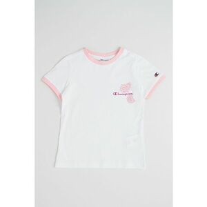 Tricou din bumbac cu garnituri contrastante - Alb/Roz imagine