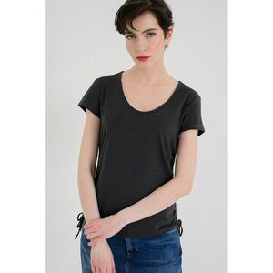 Tricou din amestec de modal cu decolteu patrat Mexia - Gri antracit imagine
