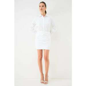 Rochie scurta din amestec de bumbac - Alb imagine