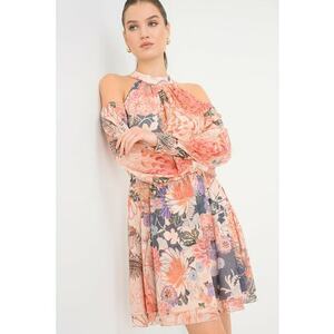 Rochie cu decolteu pe umeri si imprimeu floral - Multicolor imagine
