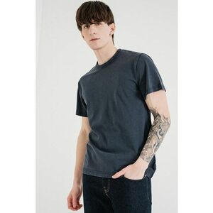 Tricou uni cu decolteu la baza gatului - Albastru inchis melange imagine