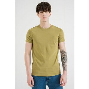 Tricou slim fit cu model uni - Verde masliniu imagine